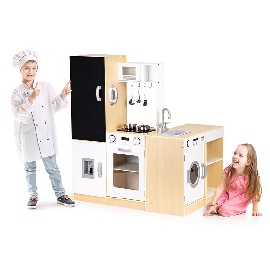 Drvena kuhinja za djecu samostalni segmenti XXL ploča + LED ECOTOYS
