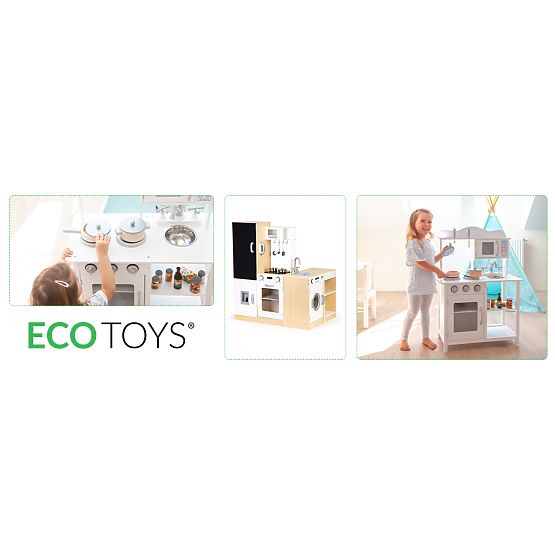 Drvena kuhinja za djecu samostalni segmenti XXL ploča + LED ECOTOYS