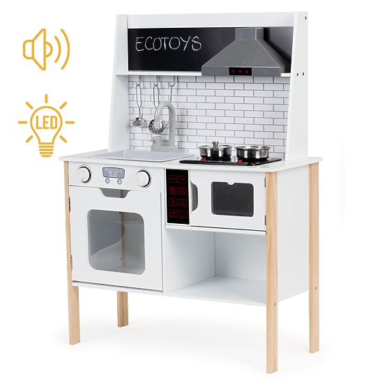 Drvena kuhinja za djecu + zvukovi i svjetla ECOTOYS