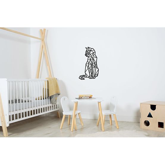 Drvena geometrijska slika - Mačka - različite boje Boja: crna