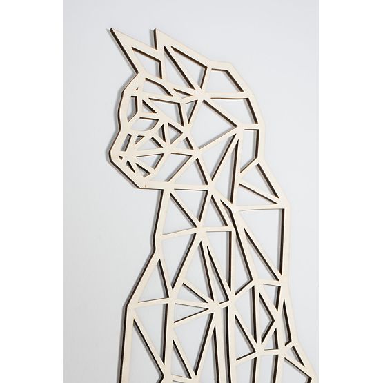 Drvena geometrijska slika - Mačka - različite boje Boja: prirodni