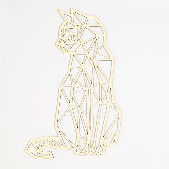 Drvena geometrijska slika - Mačka - različite boje Boja: prirodni