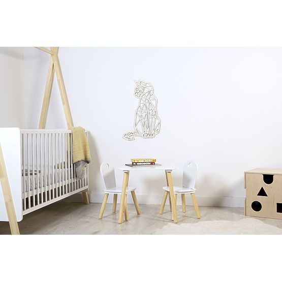 Drvena geometrijska slika - Mačka - različite boje Boja: prirodni