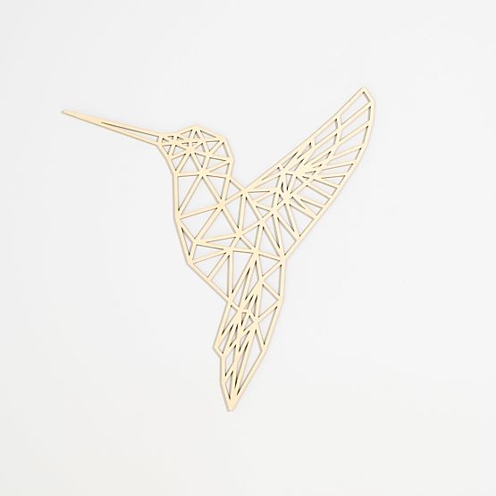 Drvena geometrijska slika - Kolibri - različite boje Boja: prirodni
