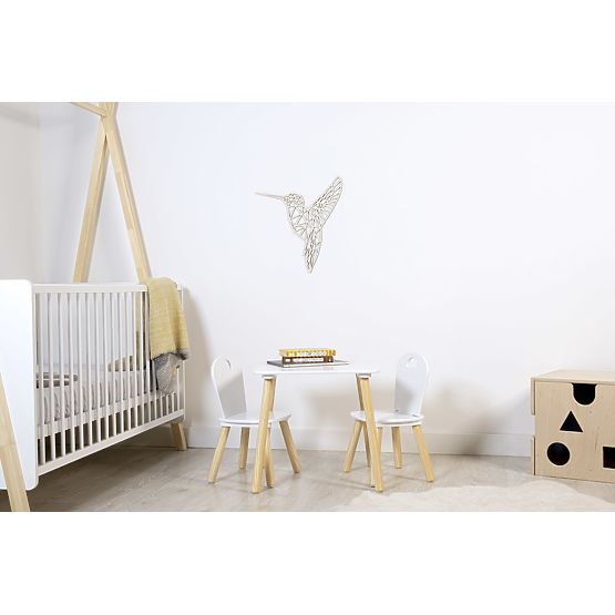 Drvena geometrijska slika - Kolibri - različite boje Boja: prirodni