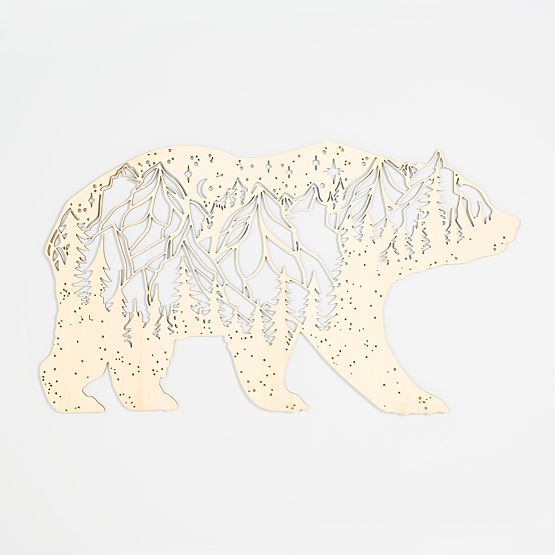 Drvena geometrijska slika - Medvjeđe planine - različite boje Boja: prirodni