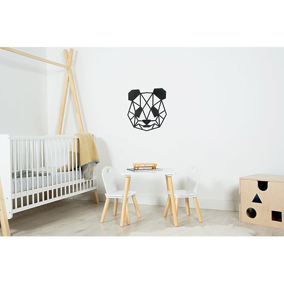 Drvena geometrijska slika - Panda - različite boje Boja: crna