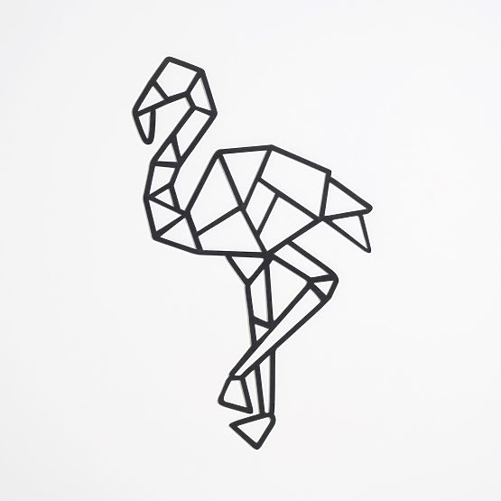 Drvena geometrijska slika - Flamingo - različite boje Boja: crna