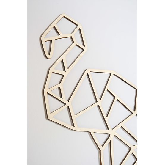 Drvena geometrijska slika - Flamingo - različite boje Boja: prirodni