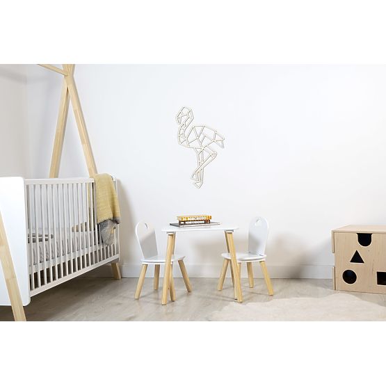 Drvena geometrijska slika - Flamingo - različite boje Boja: prirodni