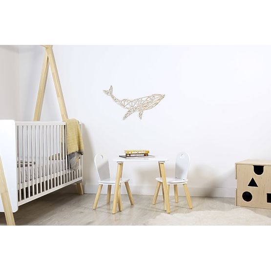 Drvena geometrijska slika - Kit - različite boje Boja: prirodni