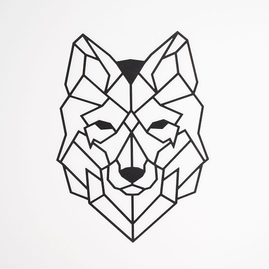 Drvena geometrijska slika - Vuk - različite boje