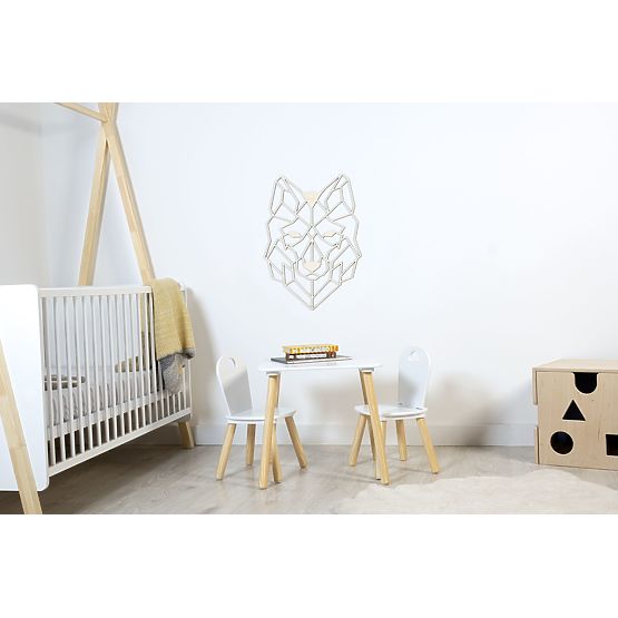 Drvena geometrijska slika - Vuk - različite boje Boja: prirodni