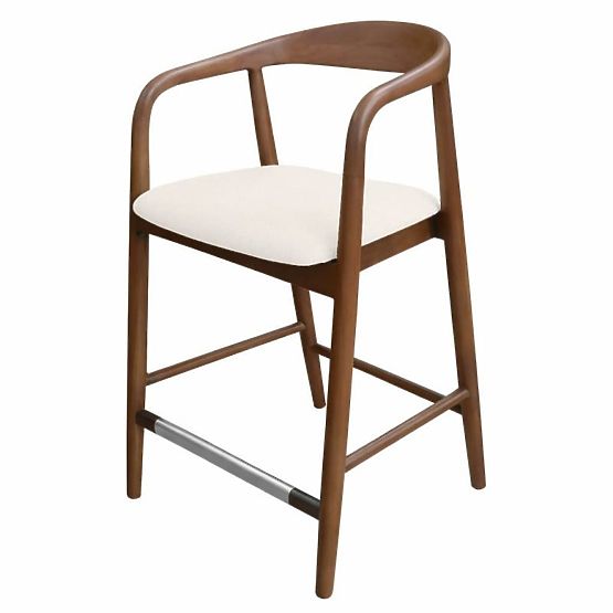 Drvena barska stolica Ludvika 2.0, zaobljena, orah/krem