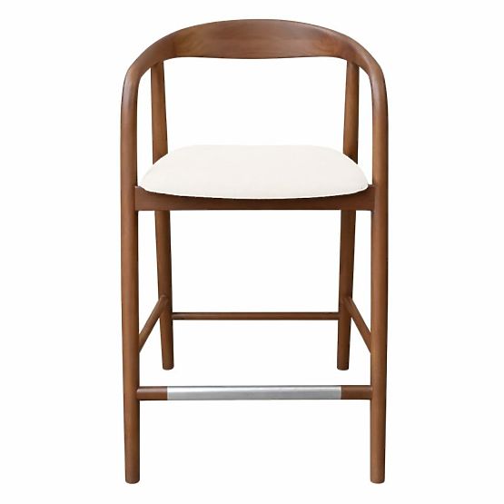 Drvena barska stolica Ludvika 2.0, zaobljena, orah/krem