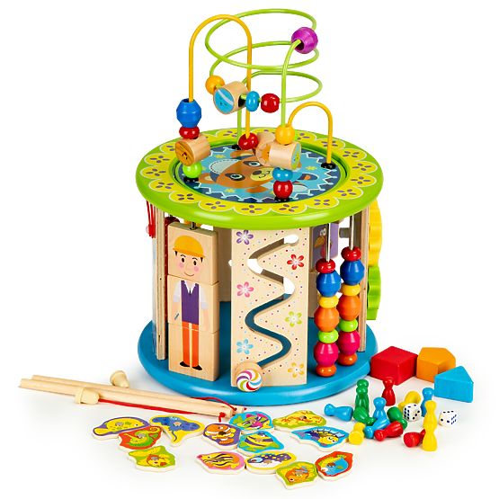Drvena edukativna kocka s igrama i kockicama ribolov ECOTOYS