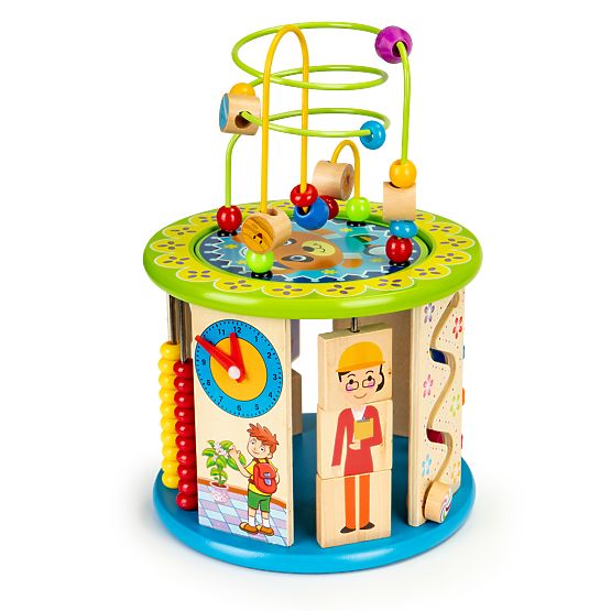 Drvena edukativna kocka s igrama i kockicama ribolov ECOTOYS