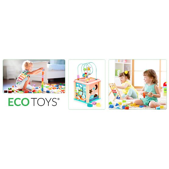 Drvena edukativna kocka, sorter mula ECOTOYS