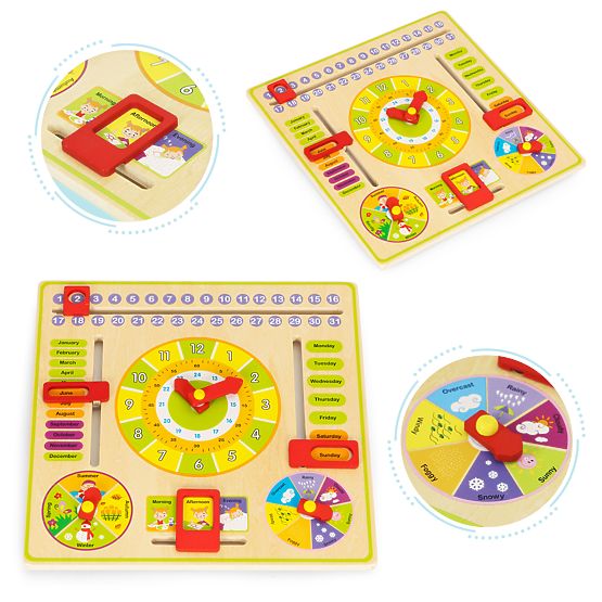 Drvena edukativna manipulativna ploča kalendar satovi ECOTOYS