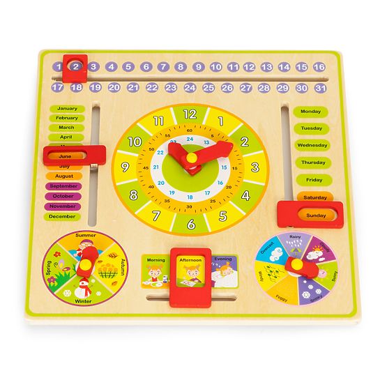 Drvena edukativna manipulativna ploča kalendar satovi ECOTOYS