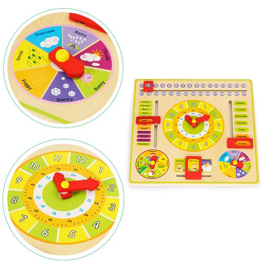 Drvena edukativna manipulativna ploča kalendar satovi ECOTOYS
