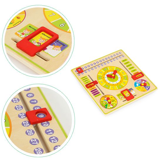Drvena edukativna manipulativna ploča kalendar satovi ECOTOYS