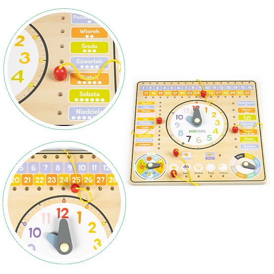 Drvena edukativna tabla - kalendar