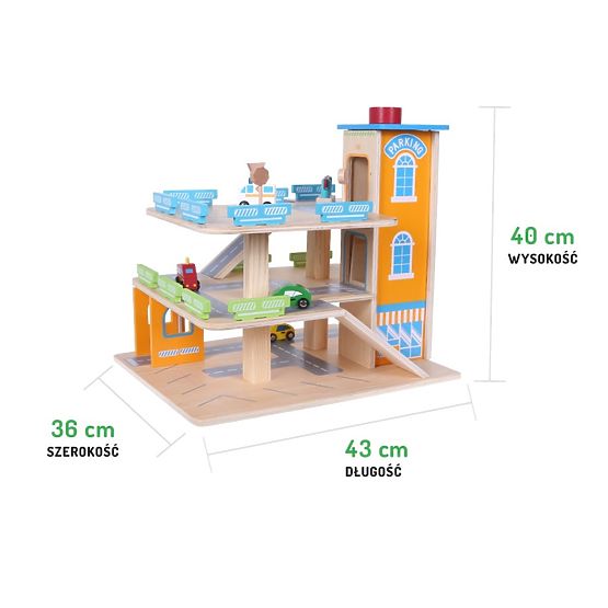 Drvena garaža sa autima i liftom