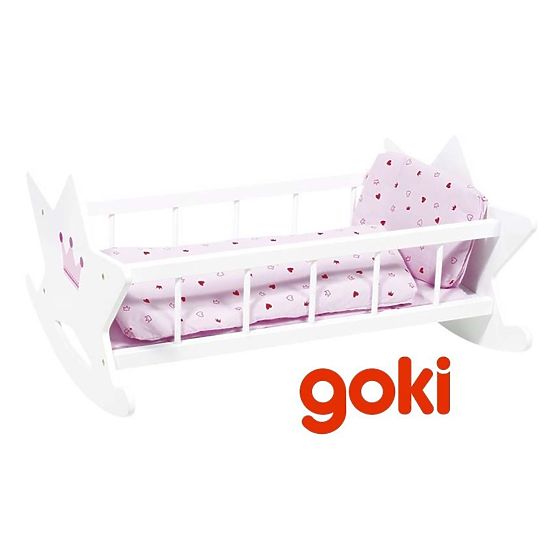 Goki drvena kolijevka za lutke s poplunom