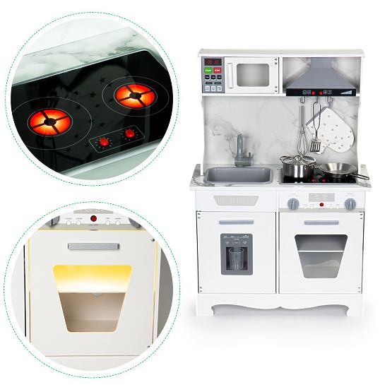 Drvena kuhinja za djecu sa zvukovima i LED + pribor ECOTOYS