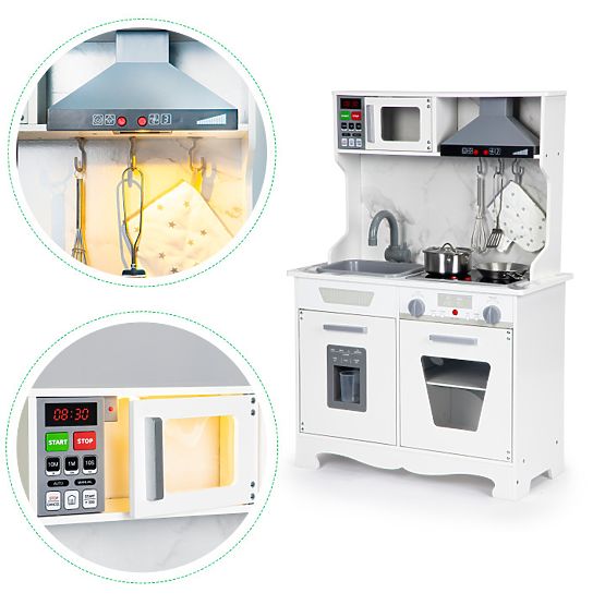 Drvena kuhinja za djecu sa zvukovima i LED + pribor ECOTOYS