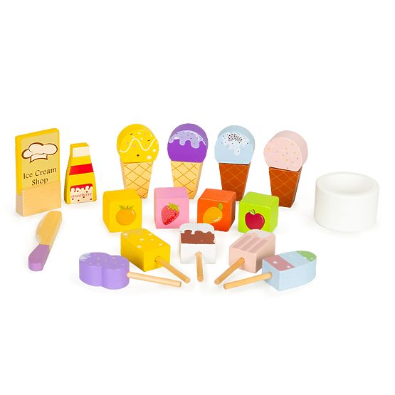Drvena ploča slastičarnica set za sladoled za djecu ECOTOYS