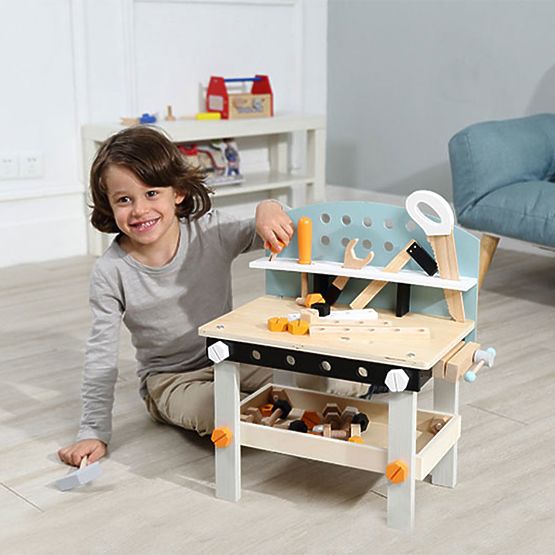 Drvena radionica za djecu, radni stol s alatima, 38 elemenata ECOTOYS