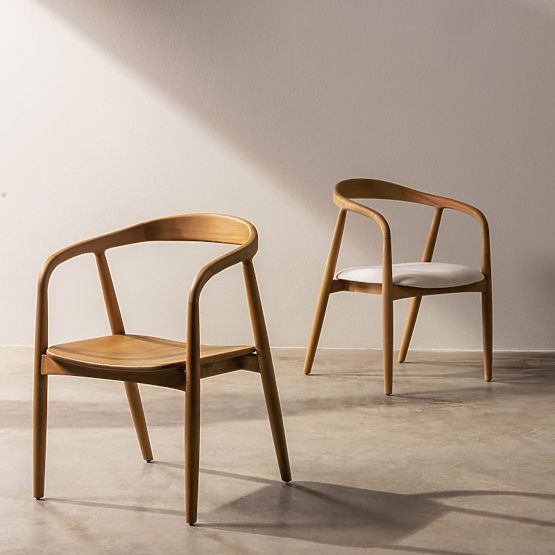 Drvena stolica Ludvika, zaobljena, prirodna/krem