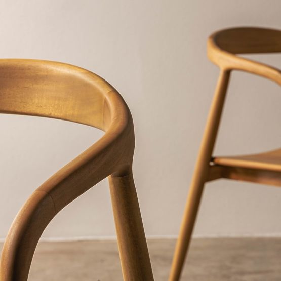 Drvena stolica Ludvika, zaobljena, prirodna/krem