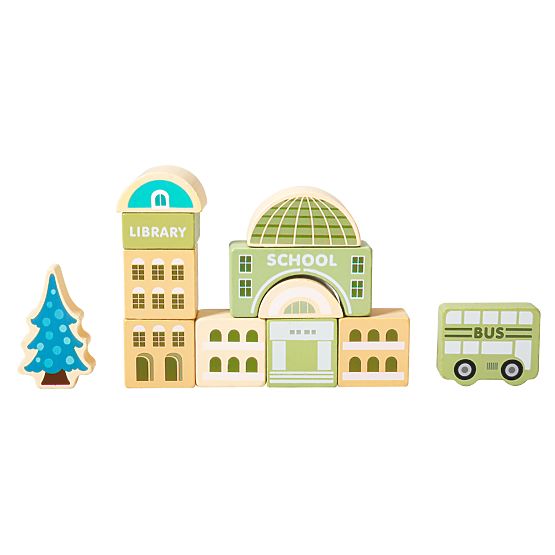 Drvene edukativne kocke grad podloga 121 komada ECOTOYS