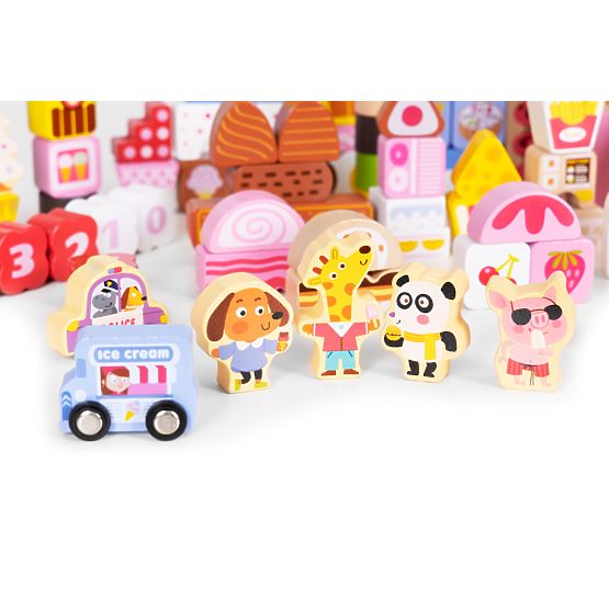Drvene edukativne kocke set - Slatki grad 116 kom ECOTOYS