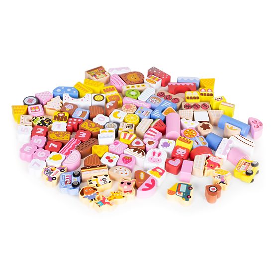 Drvene edukativne kocke set - Slatki grad 116 kom ECOTOYS