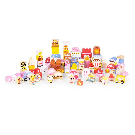 Drvene edukativne kocke set - Slatki grad 116 kom ECOTOYS
