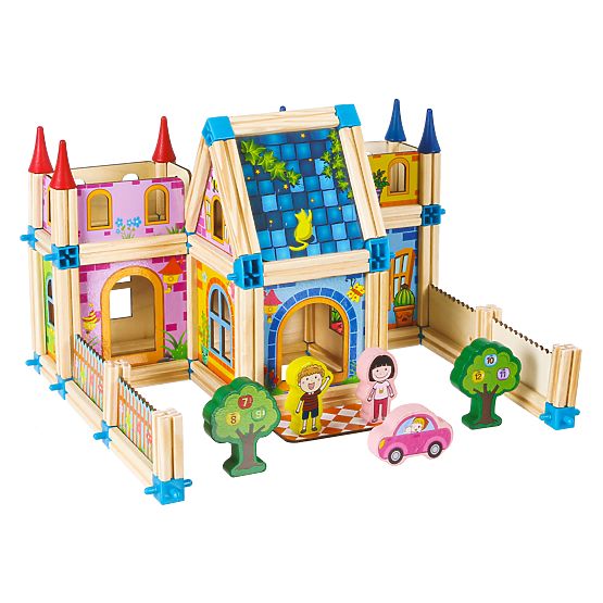 Drvene konstrukcijske kocke za izgradnju kućice 6u1 ECOTOYS