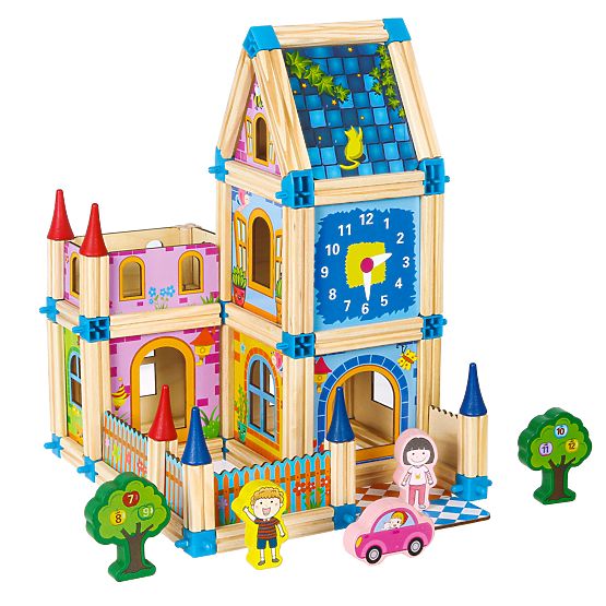 Drvene konstrukcijske kocke za izgradnju kućice 6u1 ECOTOYS