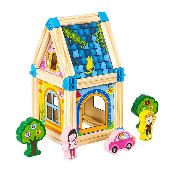 Drvene konstrukcijske kocke za izgradnju kućice 6u1 ECOTOYS