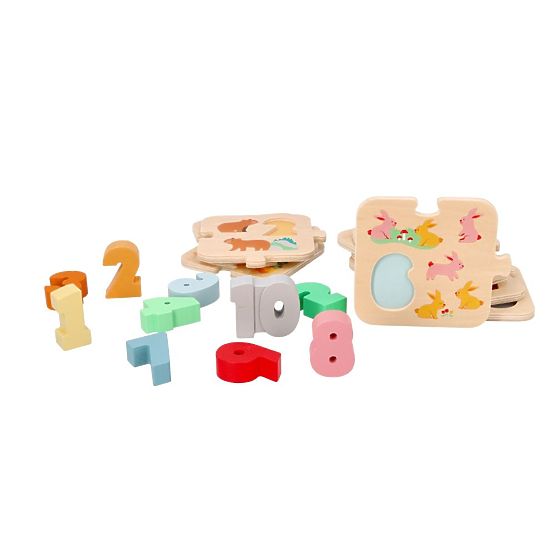 Drvene puzzle sa životinjama - učenje brojeva Montessori