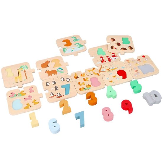 Drvene puzzle sa životinjama - učenje brojeva Montessori