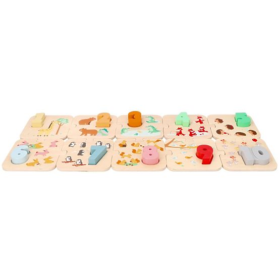 Drvene puzzle sa životinjama - učenje brojeva Montessori