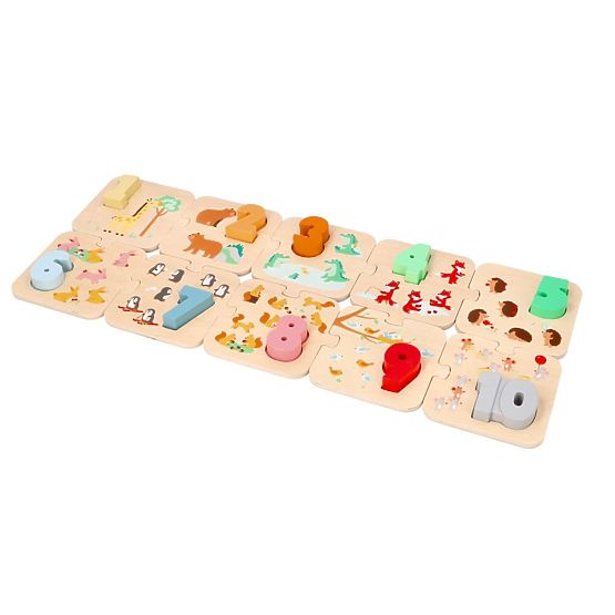 Drvene puzzle sa životinjama - učenje brojeva Montessori