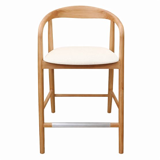Drveni barski stolac Ludvika 2.0, zaobljen, prirodni/krem