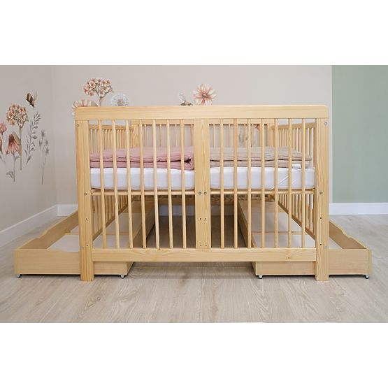 Dječji drveni krevetić za blizance Ourbaby - prirodni