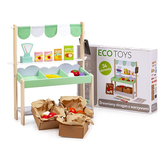 Drveni prodajni štand s povrćem