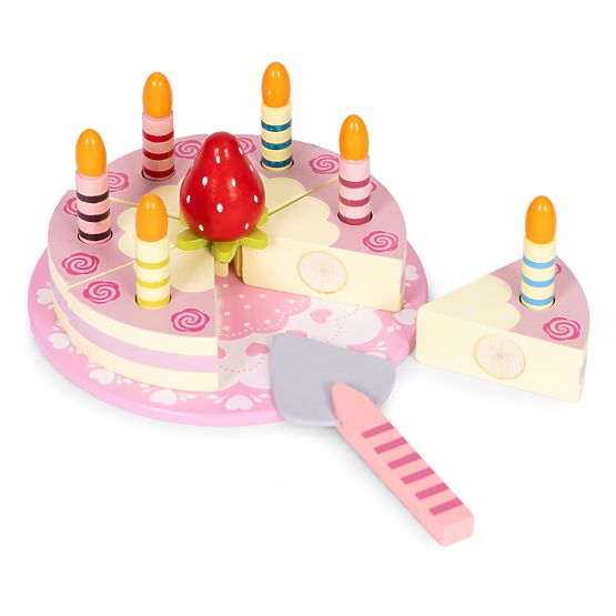 Drveni set torte na čičak svijeće jagoda za djecu 15 elemenata ECOTOYS